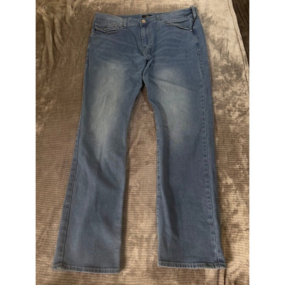 True Religion Ricky Relaxed Straight Mens Flap Stretch Denim Jeans Blue 40x31